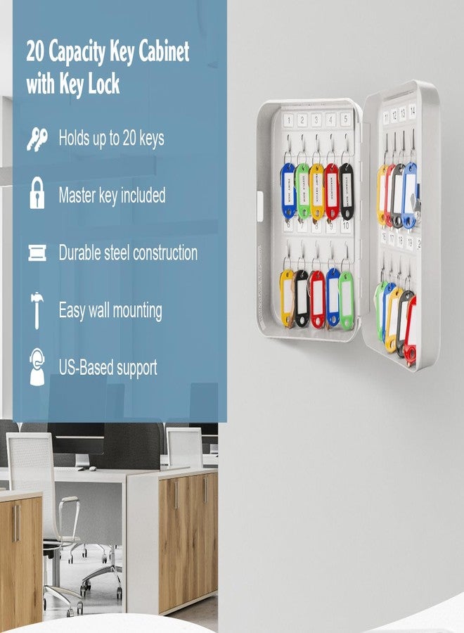 بارسكا قفل مفتاح بارسكا CB12482، 20 موضعًا، صندوق قفل خزانة المفاتيح، رمادي - Image 2